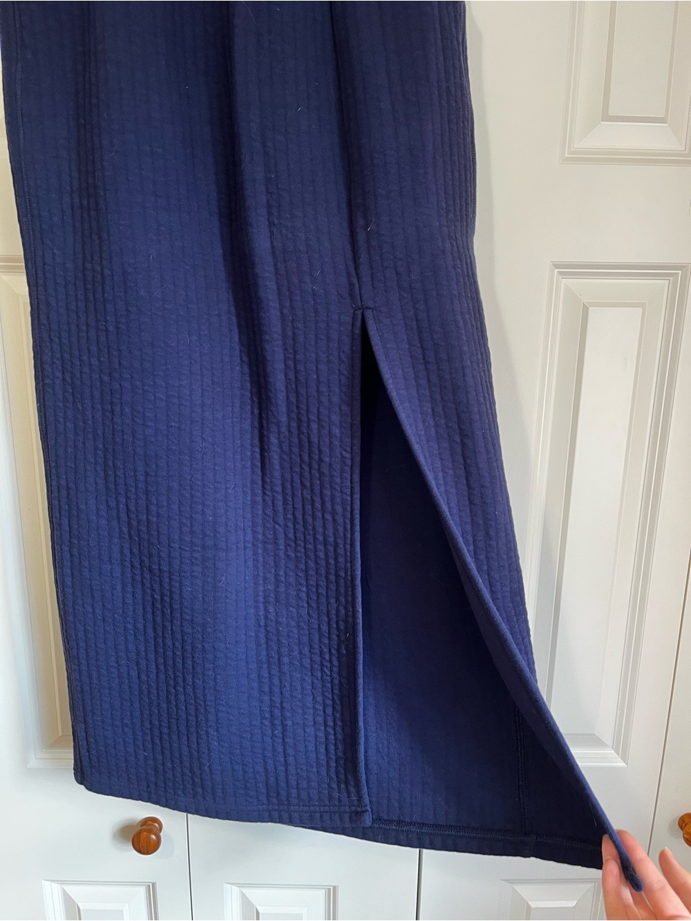 aerie Navy Ribbed Maxi Skirt with Front Slit - Picture 6 of 6